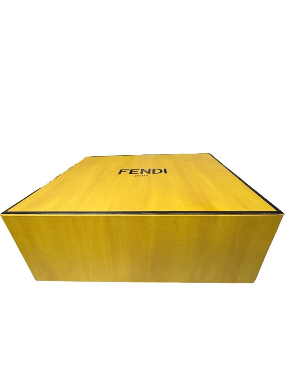 Fendi Authentic Magnetic XL Yellow Gift Box Black Trim Logo Branding 20x16 READ
